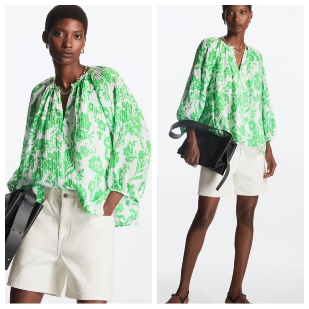COS Puff-Sleeve Seersucker Blouse